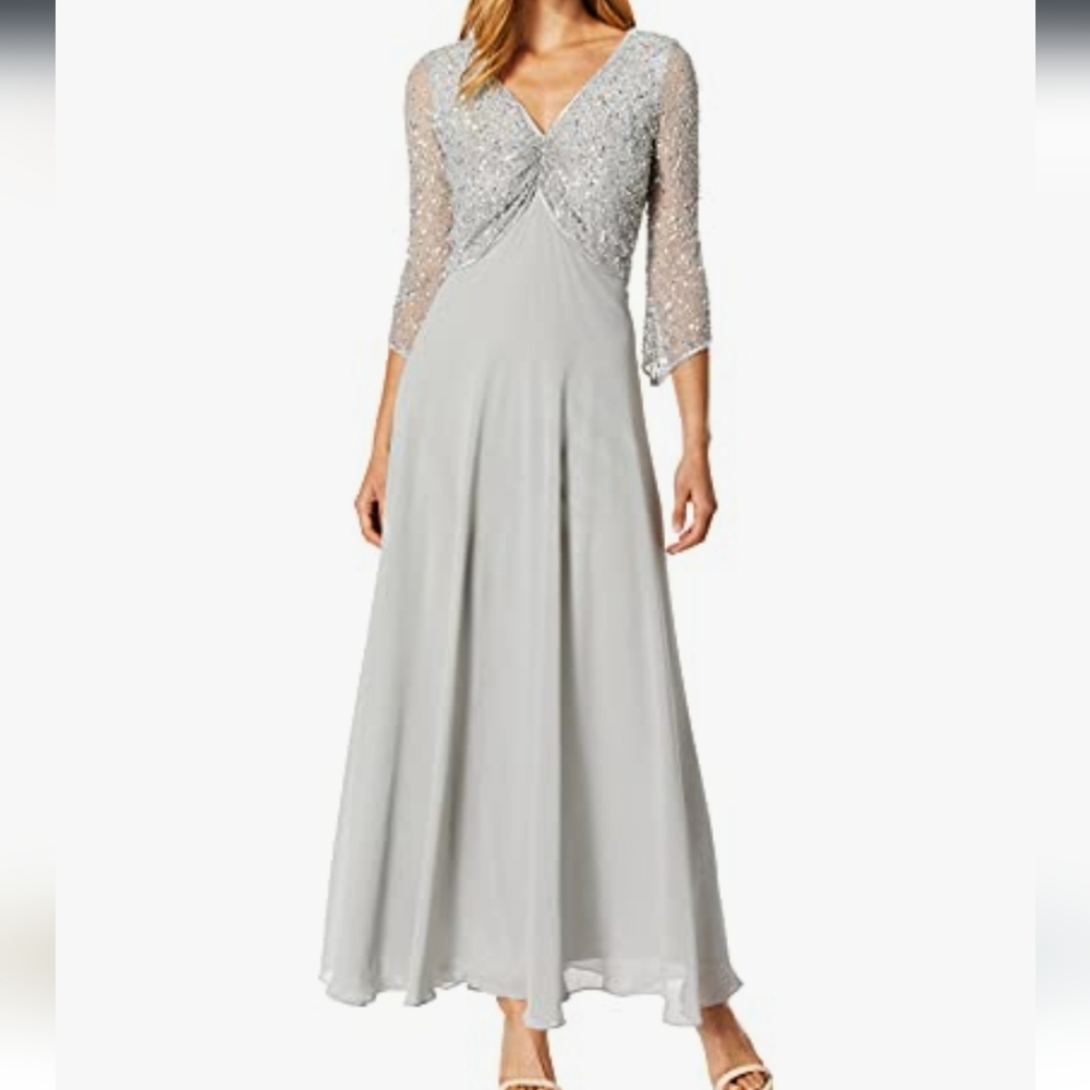 J KARA Elegant Silver Evening Gown